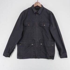 Arbor Foundry Jacket Mens M Washed Black Utility Field Canvas Full Zip